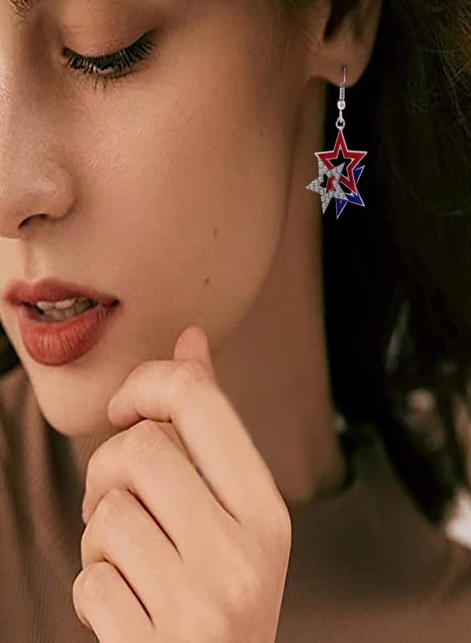 kepvrio 4th of July Earrings for Women Patriotic American Flag Earrings USA Dangle Earrings Red White Blue American Flag Dangle Earring Patriotic Independence Day Earring (A) - Image 4
